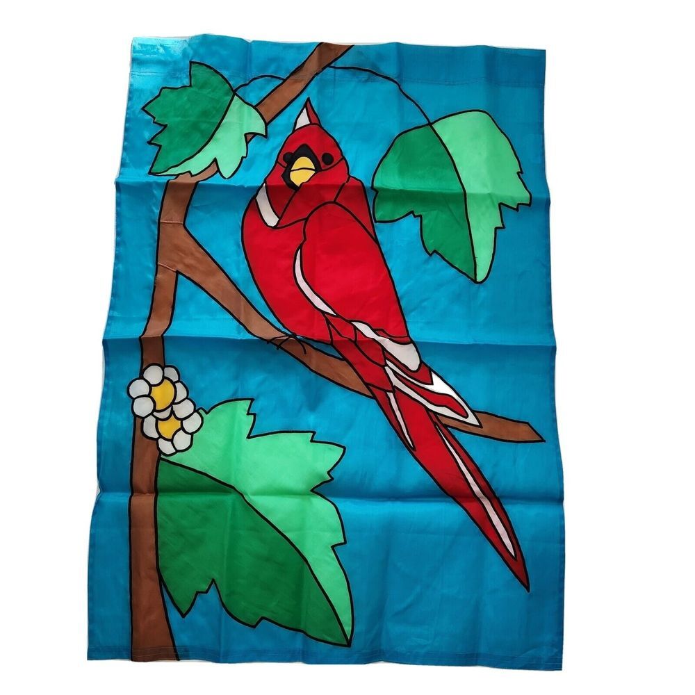Franki Toy Vintage‎ 1994 Red Cardinal Garden Flag Banner 39" Long 28 " Wide